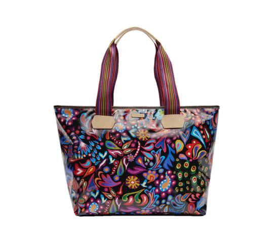 Sophie Black Swirly Zipper Tote