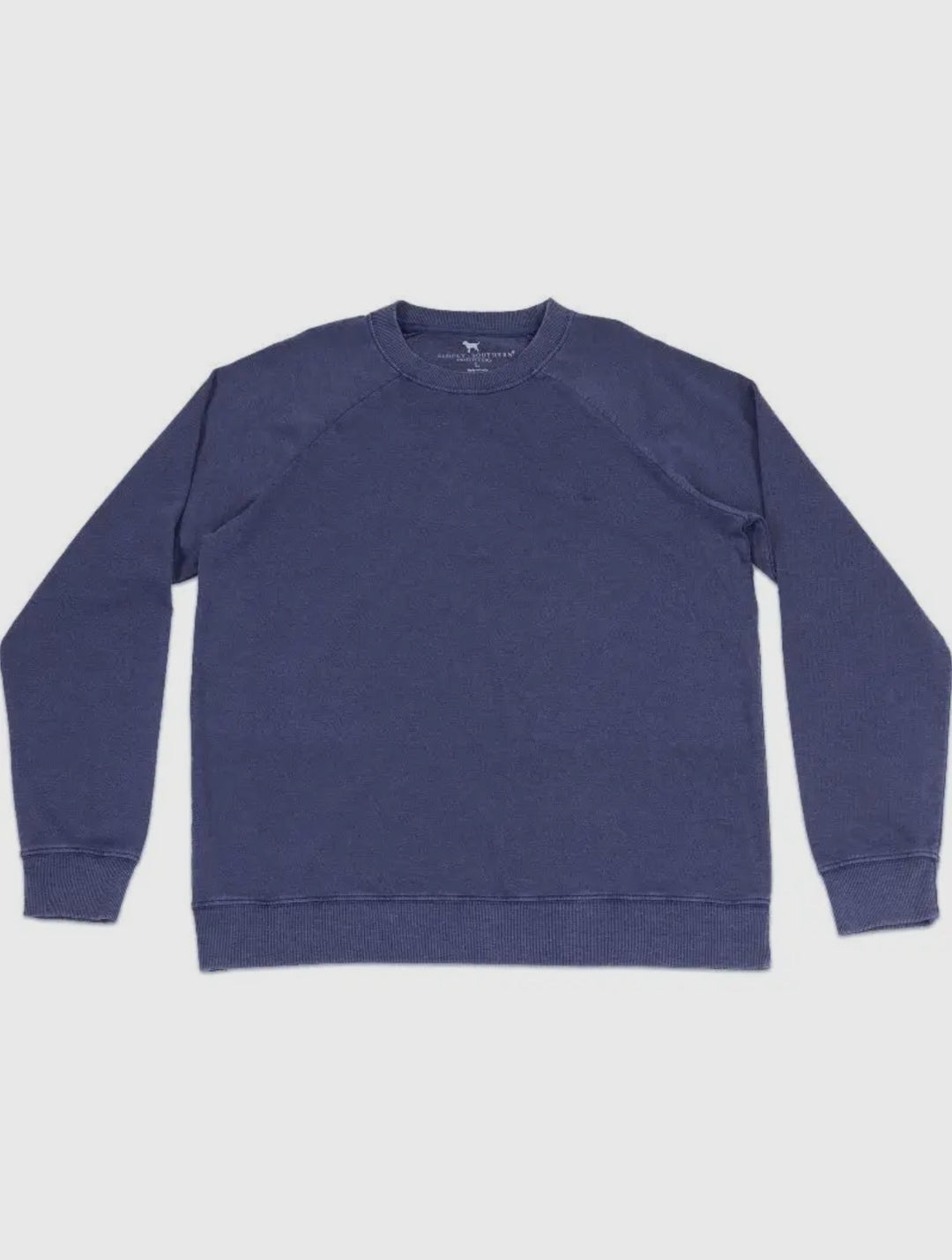 Men’s Washed Navy Crewneck, relaxed fit, plain long sleeves, classic silhouette. Available in sizes S-XXL.