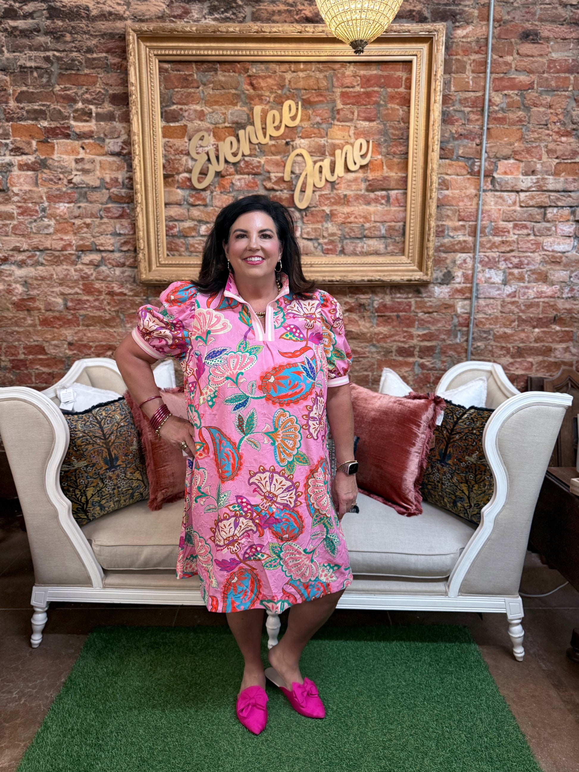 Vibrant Jacquard Paisley Print Tunic Dress, available in sizes S-XL.