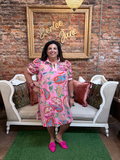 Vibrant Jacquard Paisley Print Tunic Dress, available in sizes S-XL.