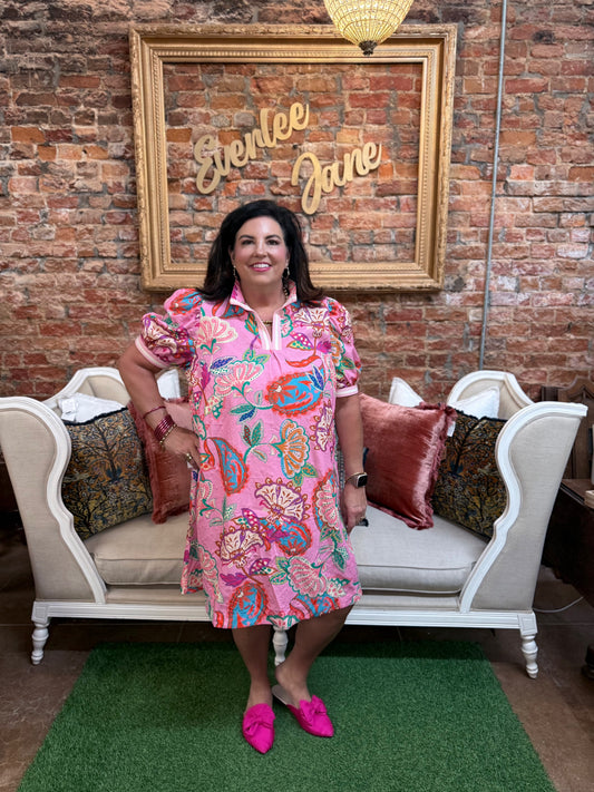 Vibrant Jacquard Paisley Print Tunic Dress, available in sizes S-XL.