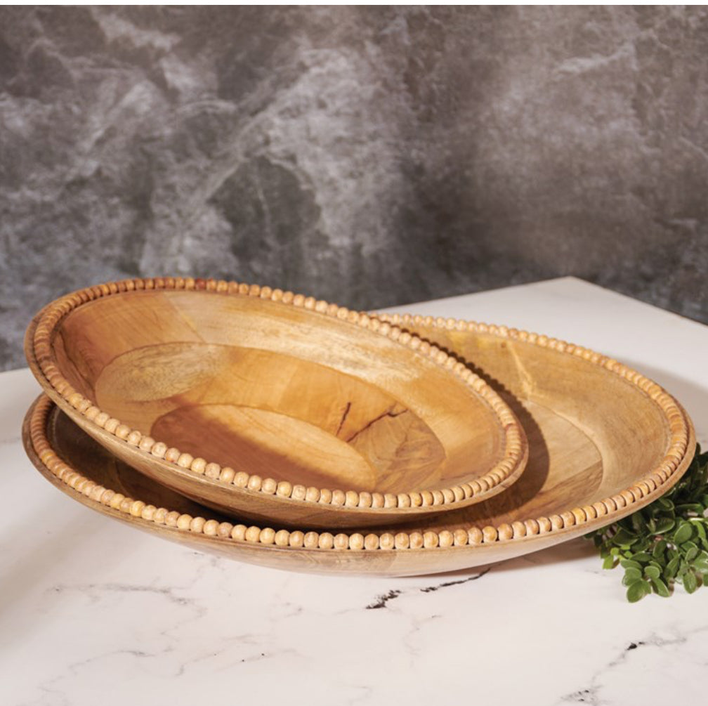 Two large, round serving bowls with beaded edges, slightly overlapping. Available in multiple sizes.