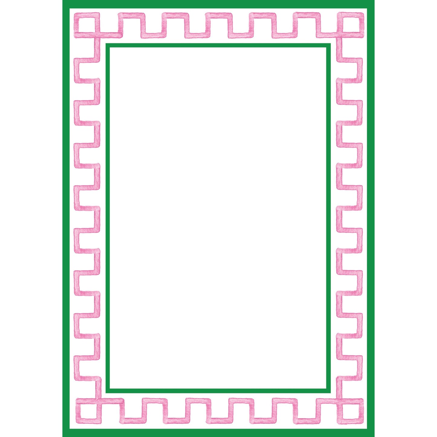 5"x7" Pink + Green Greek Key Border Notepad