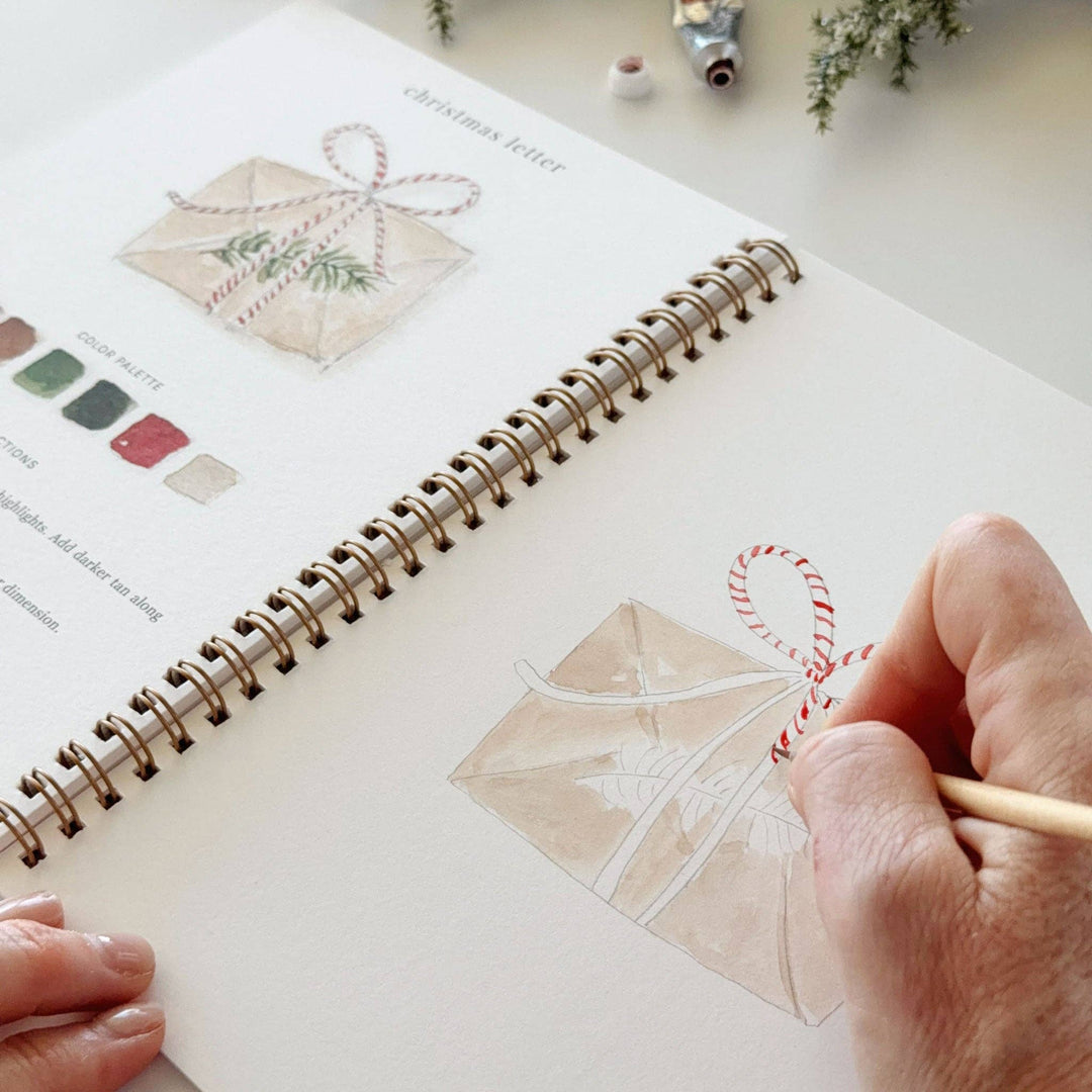 Classic Christmas watercolor workbook.
