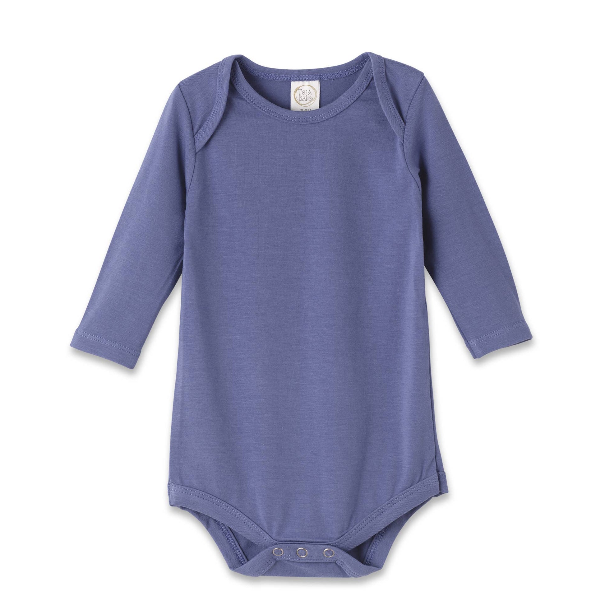 Set of 2 baby boy bodysuits with long sleeves, soft bamboo cotton, envelope shoulders, bottom snaps. Sizes: NB-24M.