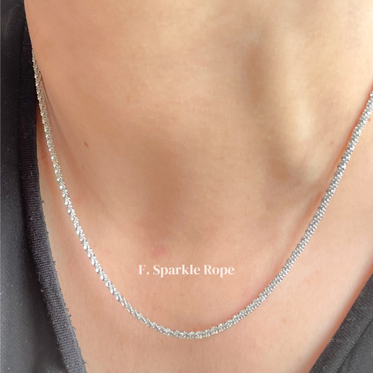 18" Sparkle Rope Stainless Steel Dainty Silver Necklace
