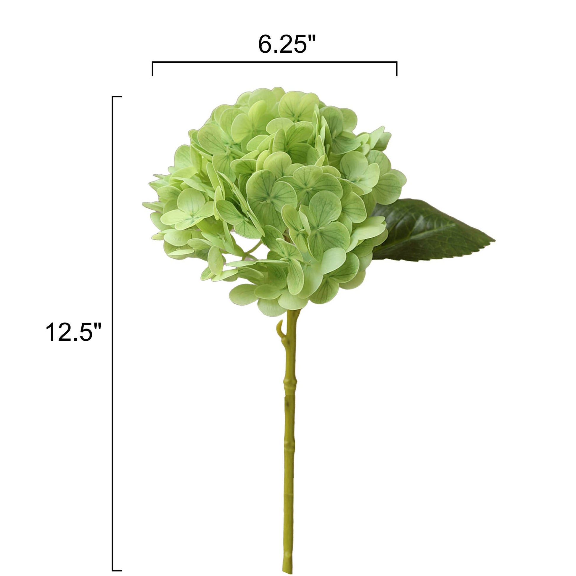 Soft pink 12.5" Real Touch Hydrangea stem with lifelike 6” bloom. Available in 12.5” stem, 6” bloom size.