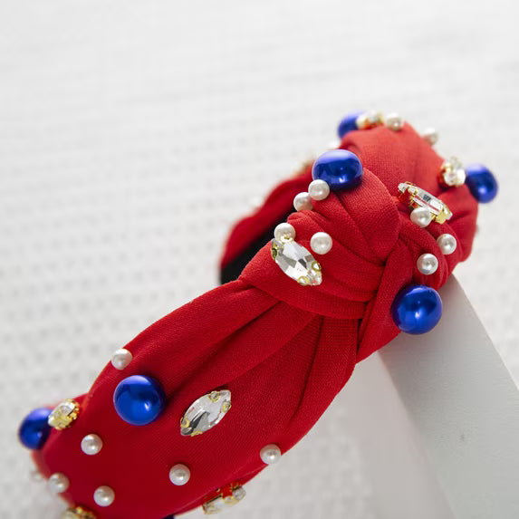 Patriotic Pearl & Rhinestone Headbands