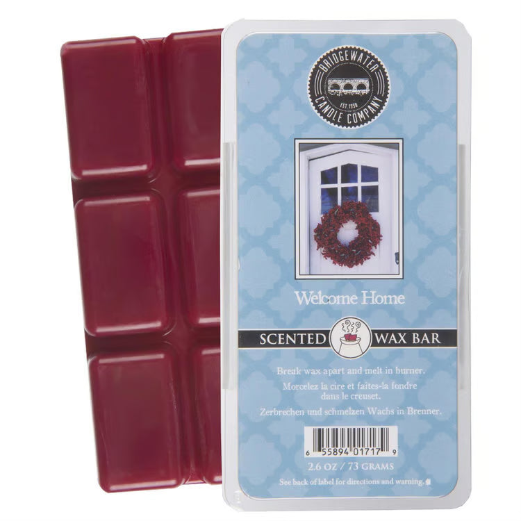 Deep red Welcome Home Wax Bar.