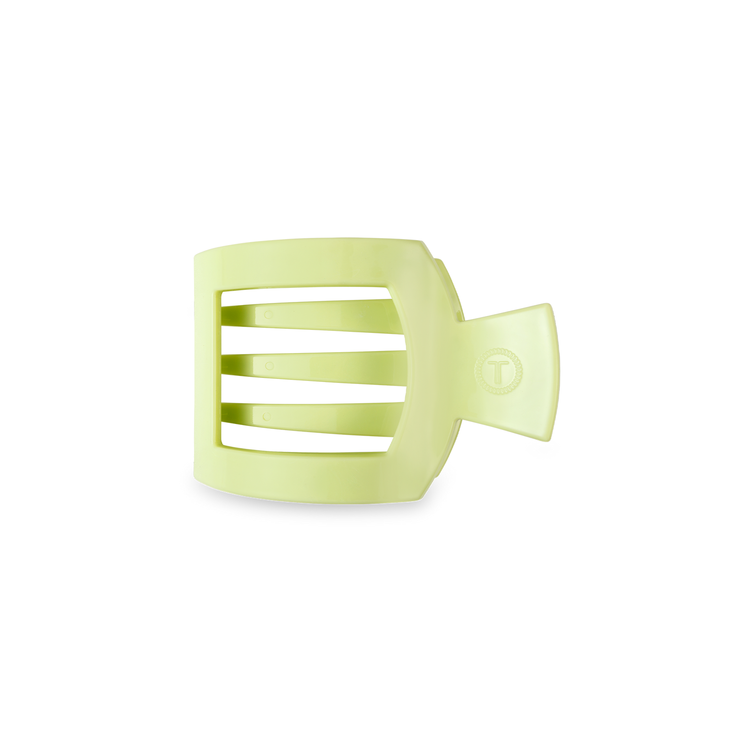 Light green rectangular hair clip with wide gaps, strong grip, and "T" logo on hinge. Available in one size.