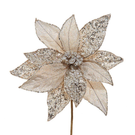 14"METALLIC CHAMPAGNE POINSETTIA
