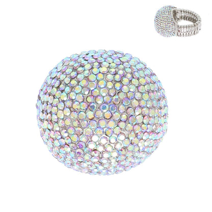 Crystal Rhinestone Disco Ball Stretch Ring: Royal Blue
