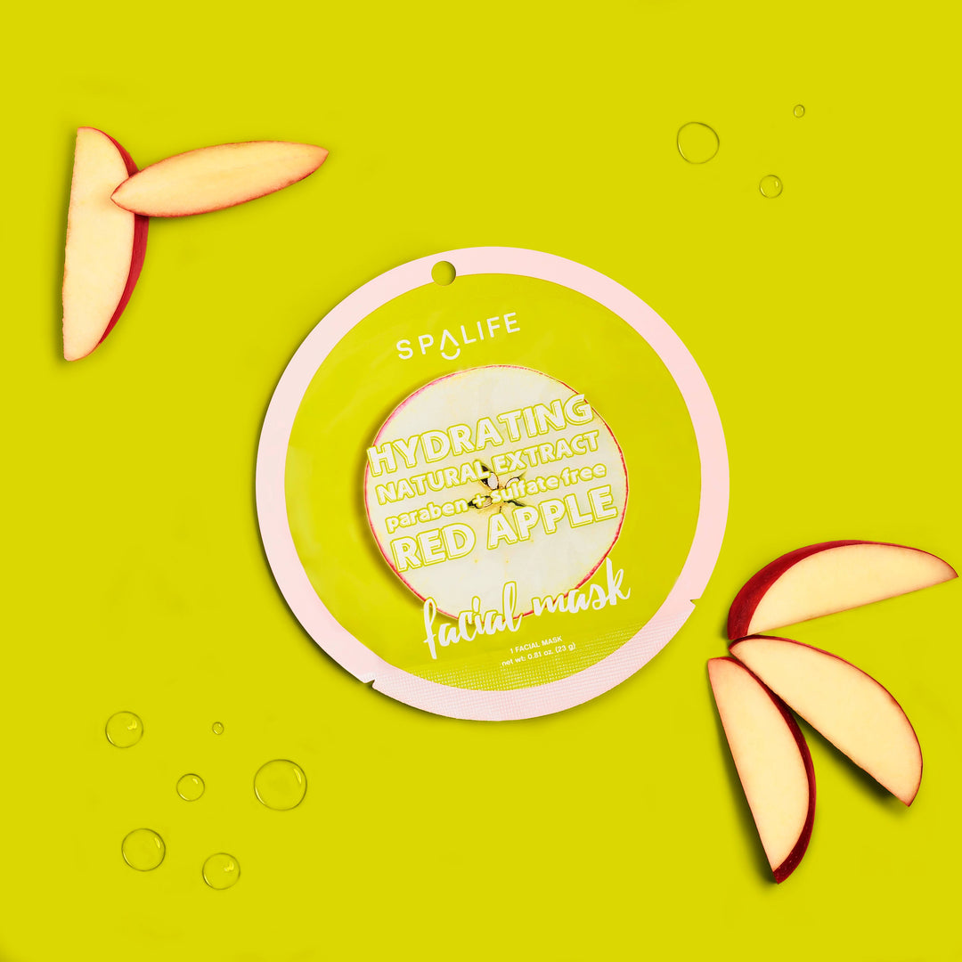 Korean Fruit Infused Face Mask packet. Available in single-use and multi-pack sizes. Refreshing sheet mask.