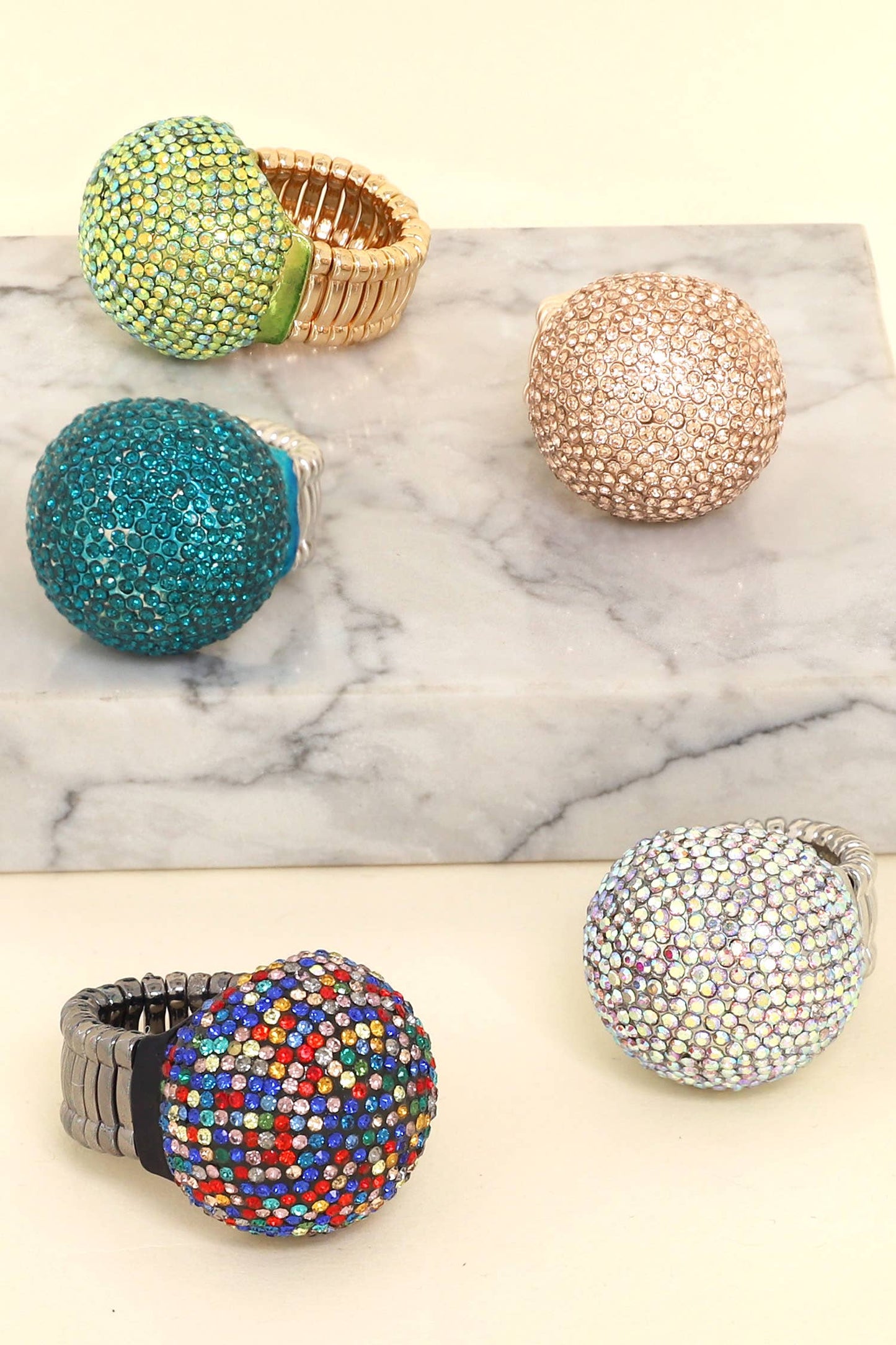 Crystal Rhinestone Disco Ball Stretch Ring: Royal Blue