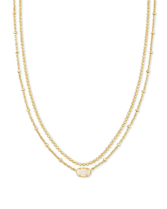 Emilie Multi Strain Gold Necklace Iridescent Drusy | Kendra Scott