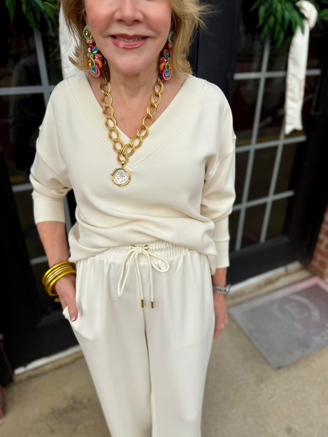 Hazel Ivory Top in lightweight CloudSilk™ modal blend; available in sizes XS–XL.