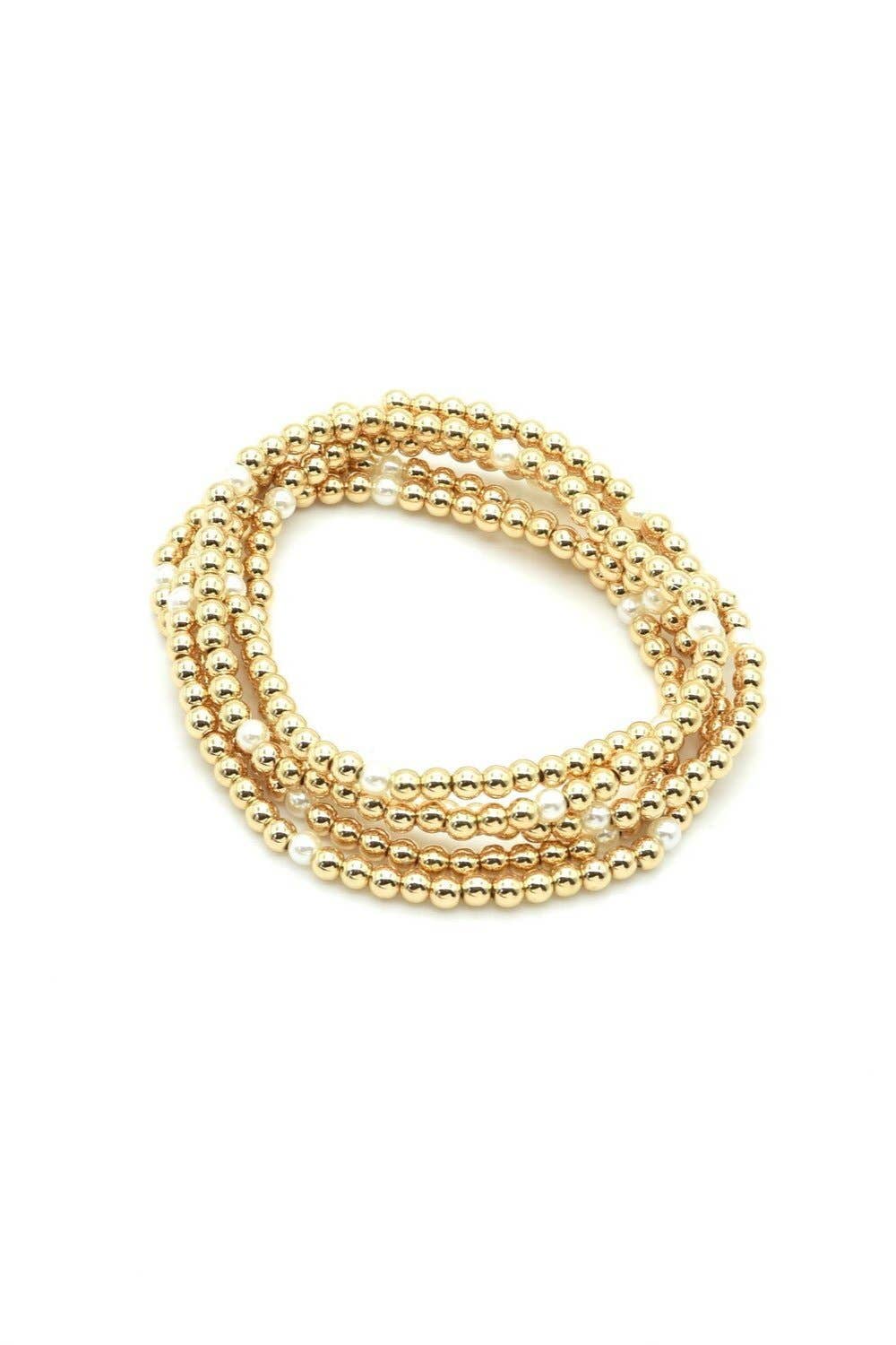 4mm CCB Pearl Stretch Bracelet Set