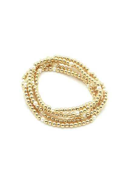 4mm CCB Pearl Stretch Bracelet Set