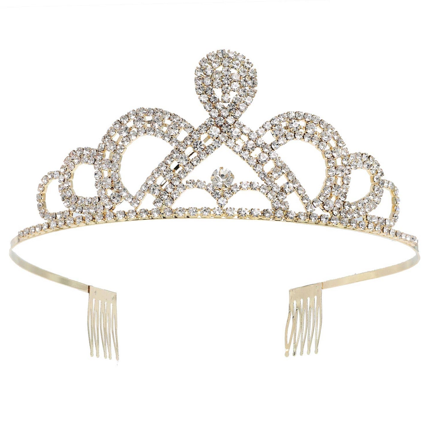 Crystal Rhinestone Scalloped Princess Comb Tiara: Silver