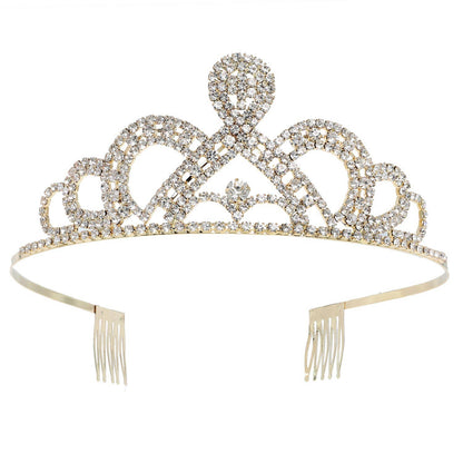 Crystal Rhinestone Scalloped Princess Comb Tiara: Silver
