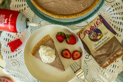 Chocolate Lovers Cheesecake Dip packet shown; available in 8oz and 16oz sizes.