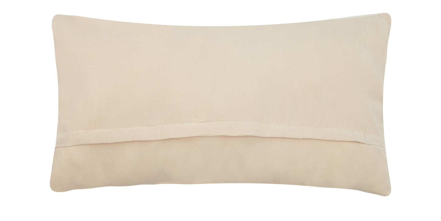 Rectangular beige Chinoiserie Chickadees Hook Pillow with visible back seam and soft velvet backing. Available sizes: 12″x18″, 16″x24″.