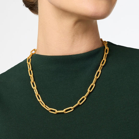 Cheval Paperclip Link Necklace: large rectangular 24K gold-plated links, toggle clasp. Available in 16", 18", and 20" sizes.