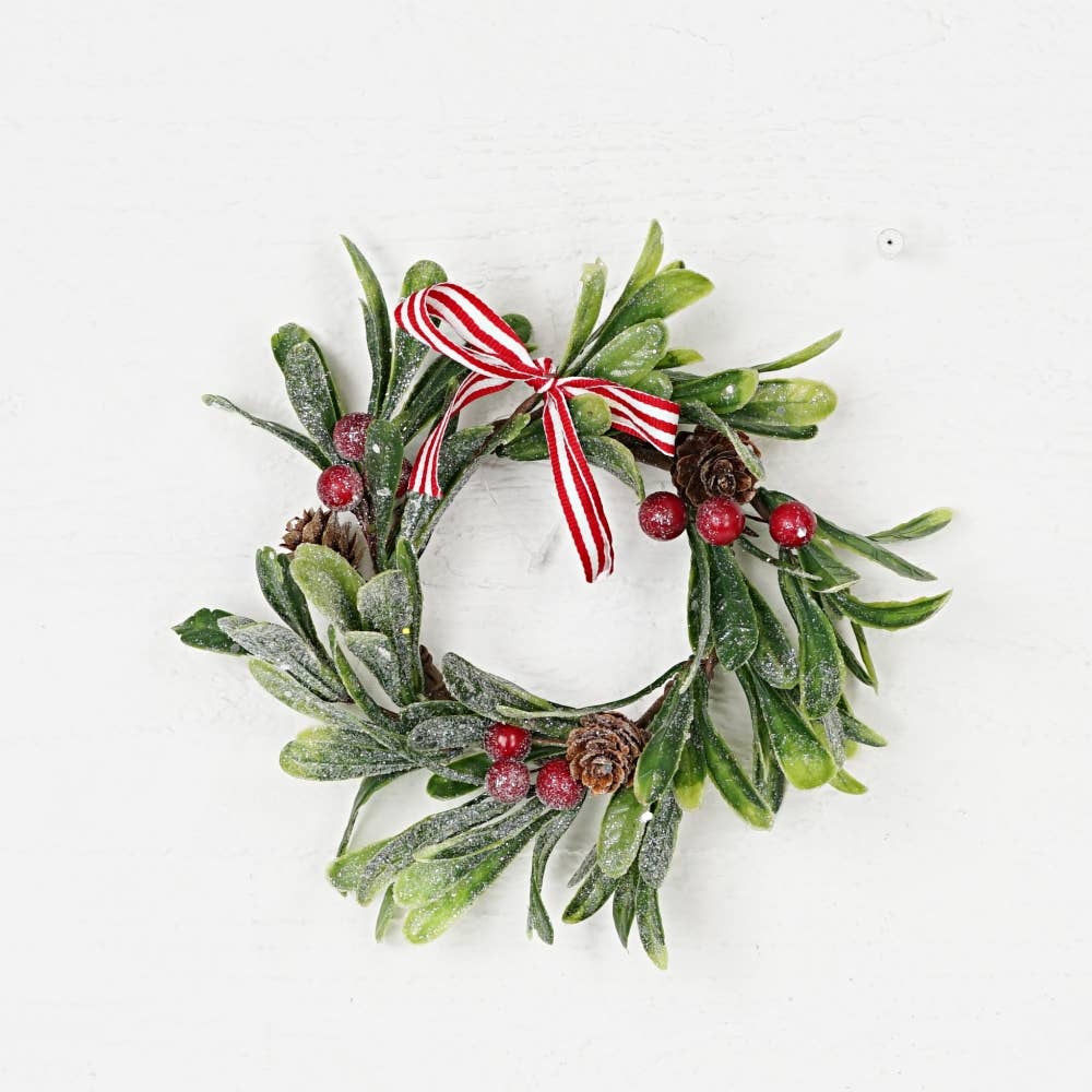 3.5in(9)Ring-Sparkled mistletoe w.red berries