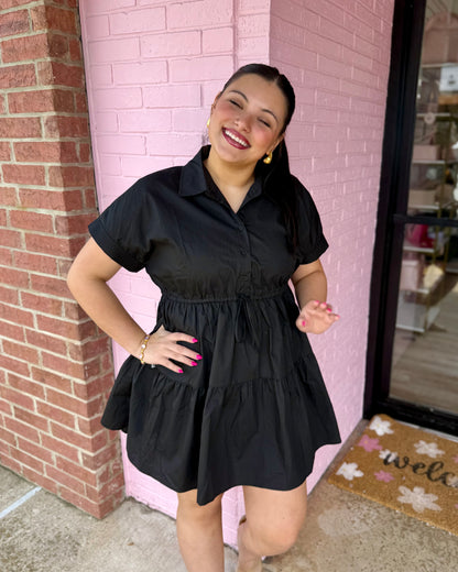 Collared Short Sleeve Tiered Dress | 2 Colors