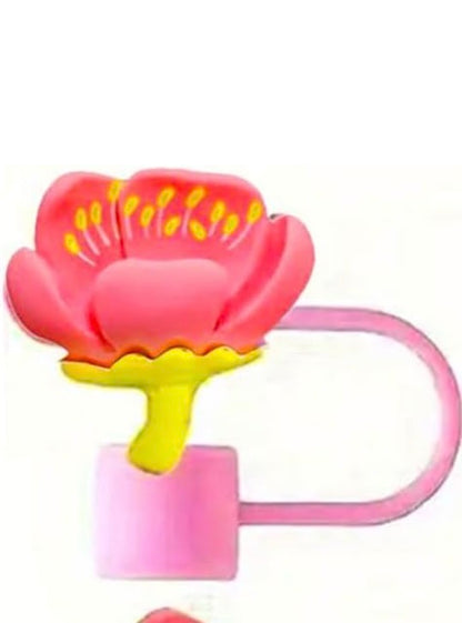 Pink Flowers Straw Covers