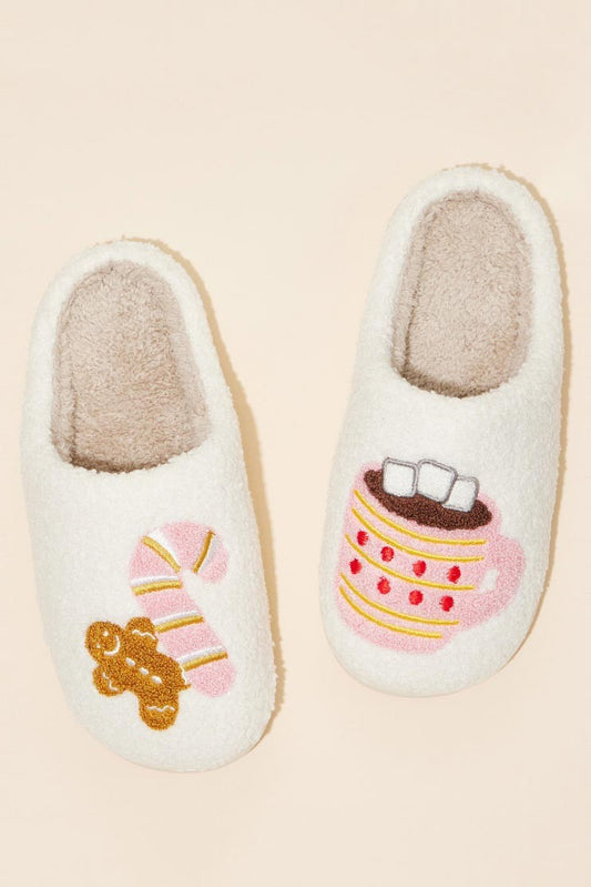 Gingerbread Lane Sherpa House Slippers