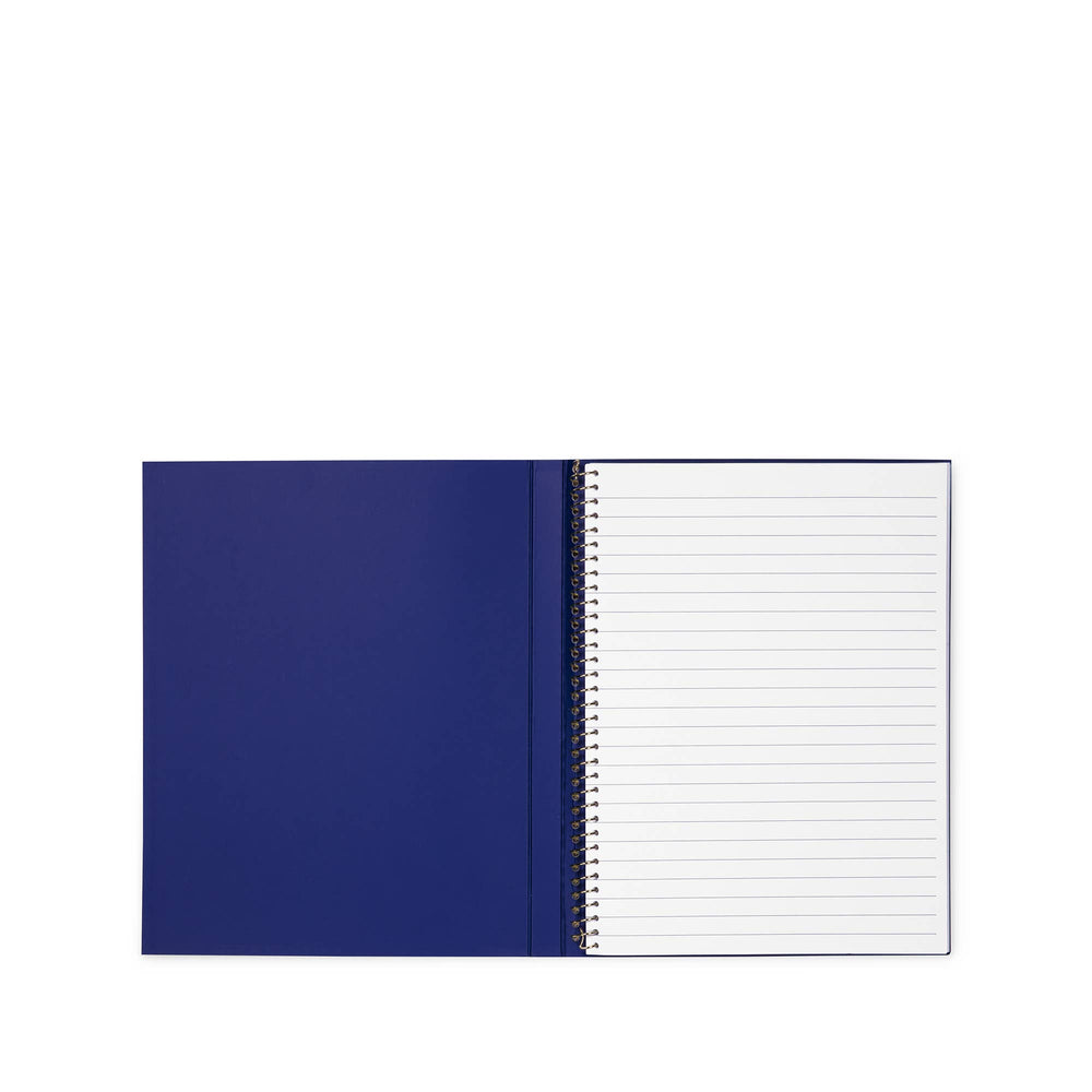 Dark blue Concealed Spiral Notebook, Charmed Library, lined white pages. Available in A5 and A6 sizes.