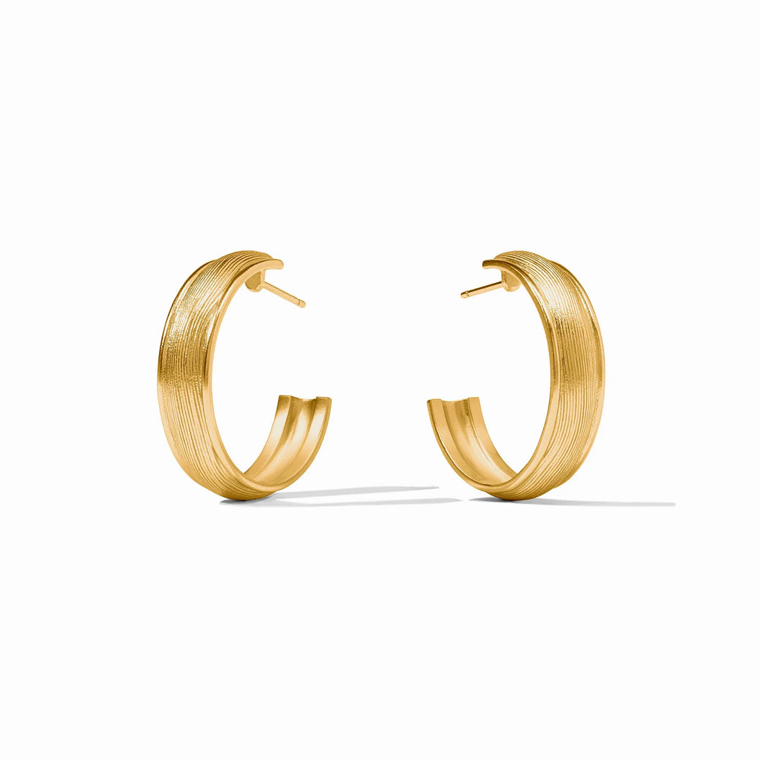 Cobblestone Hoop Gold Medium earrings by Julie Vos, textured brushed 24K gold plate, available in medium size.