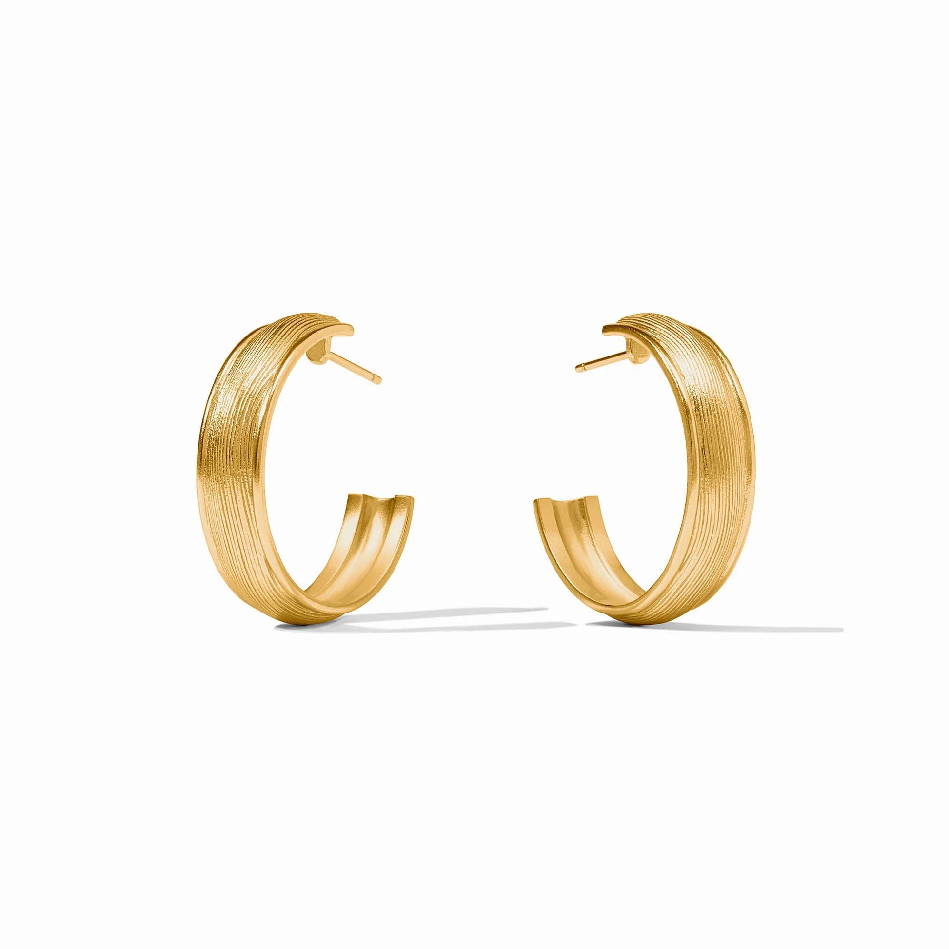 Cobblestone Hoop Gold Medium earrings by Julie Vos, textured brushed 24K gold plate, available in medium size.