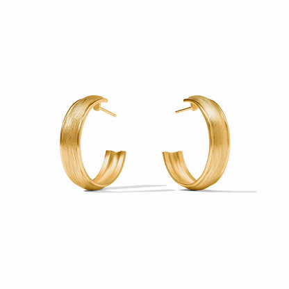 Cobblestone Hoop Gold Medium earrings by Julie Vos, textured brushed 24K gold plate, available in medium size.