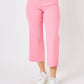 Pink colored Tummy Control Wide Leg Crop Pants, comes in sizes 3 to 20W