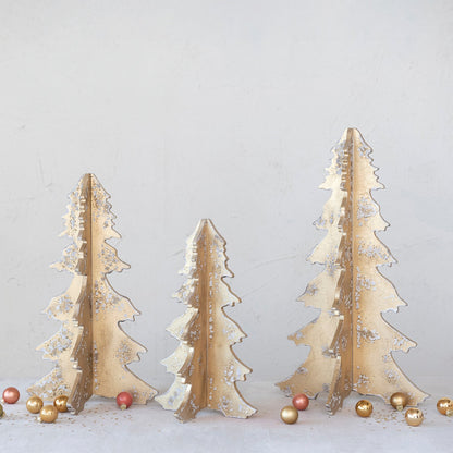 Round Interlocking Laser Cut Distressed Gold Tree