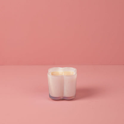 The Sweet Grace Collection Flower Candle, white heart-shaped ribbed glass, 7.2 oz size.