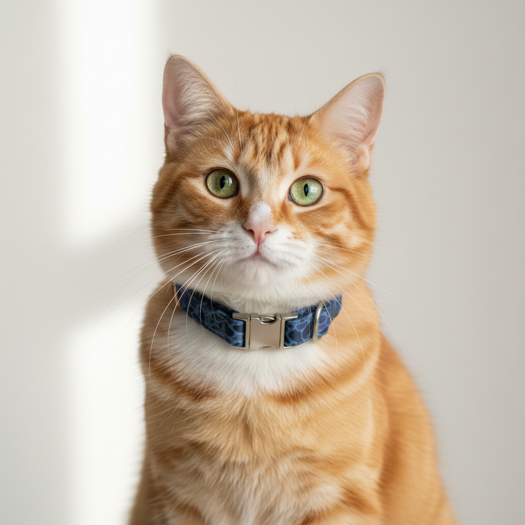 Blue camo print pet collar; available in multiple sizes.