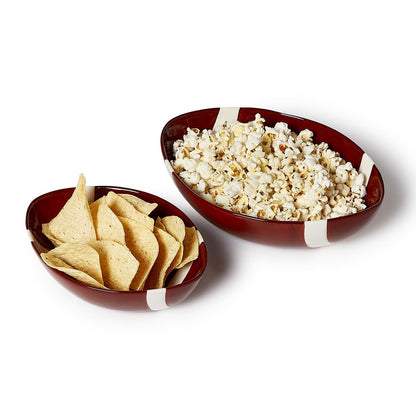 Set of two Football Tidbit Bowls designed to look like footballs; available in small and large sizes.
