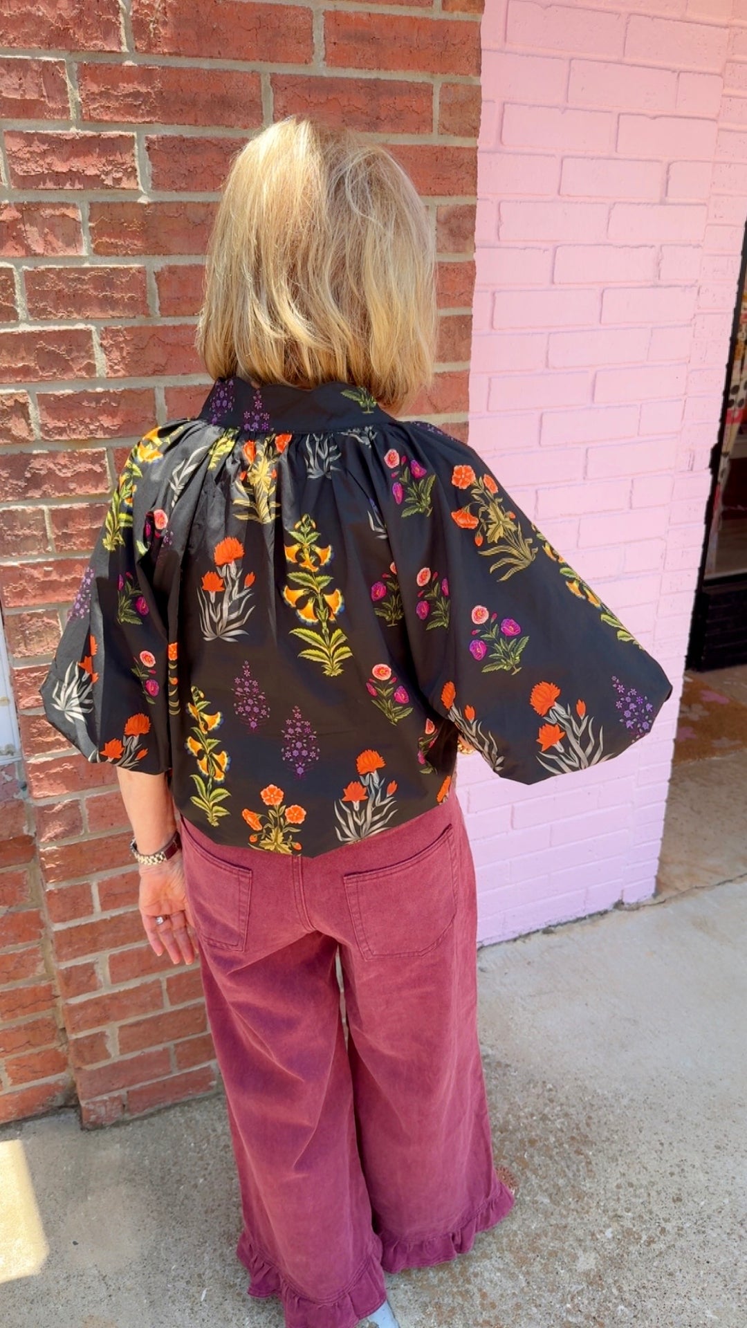 Maisie Floral Scallop Top, available in sizes XS-XL.
