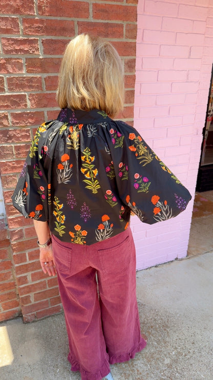 Maisie Floral Scallop Top, available in sizes XS-XL.