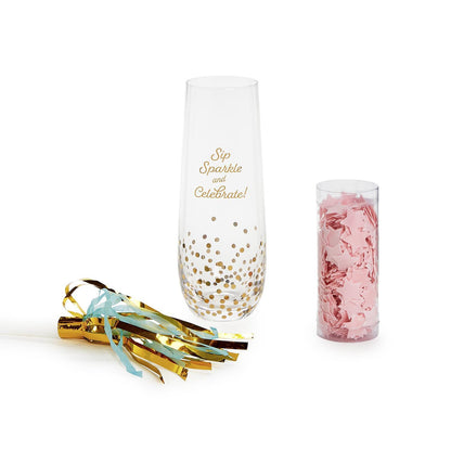 Stemless Champagne Glass with Bath Confetti