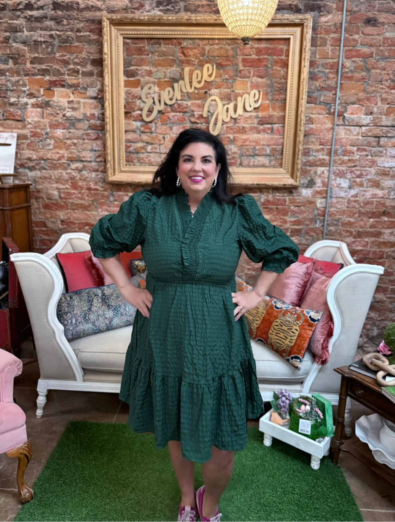 Palm Green Babydoll Dress