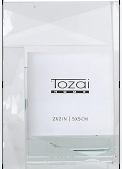Clear, geometric handcrafted photo frame with brilliant cut glass detailing. Size: 2x2 in (5x5 cm).