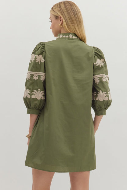 Ollie Embroidered Green Dress
