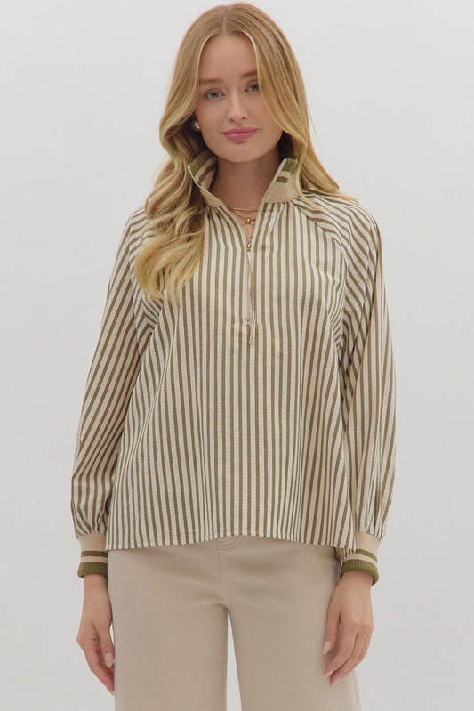 Striped Zippered Top