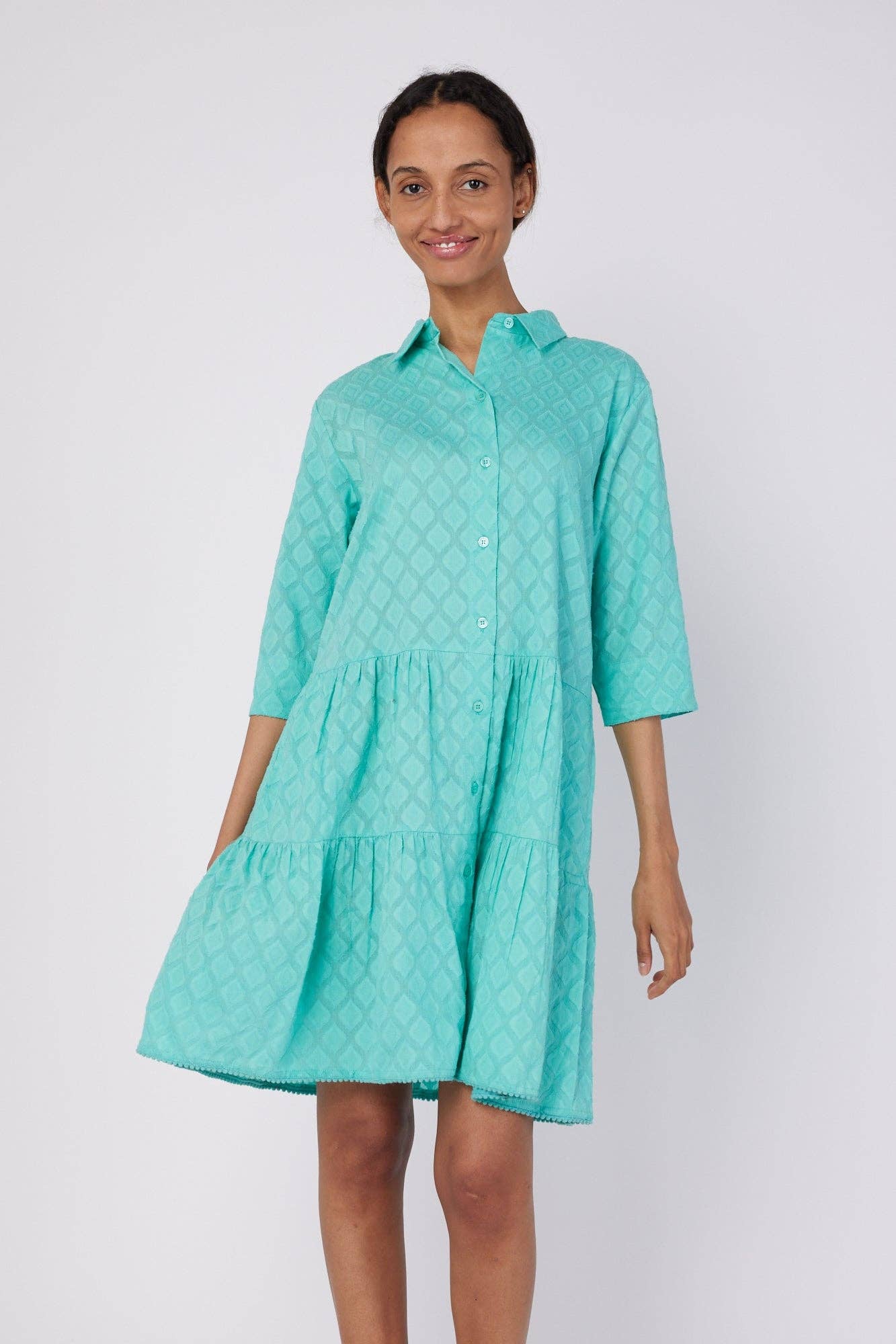 Alcee Turquoise Resort Wear Summer Shirt Dress