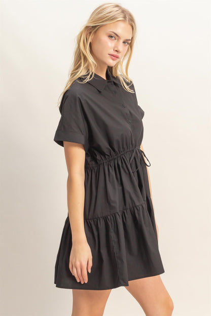 Collared Short Sleeve Tiered Dress | 2 Colors