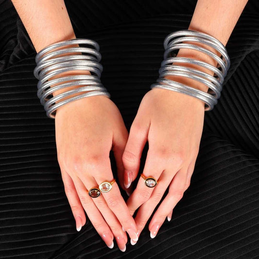 Silver All Weather Bangles® Set of 9 | Serenity Prayer